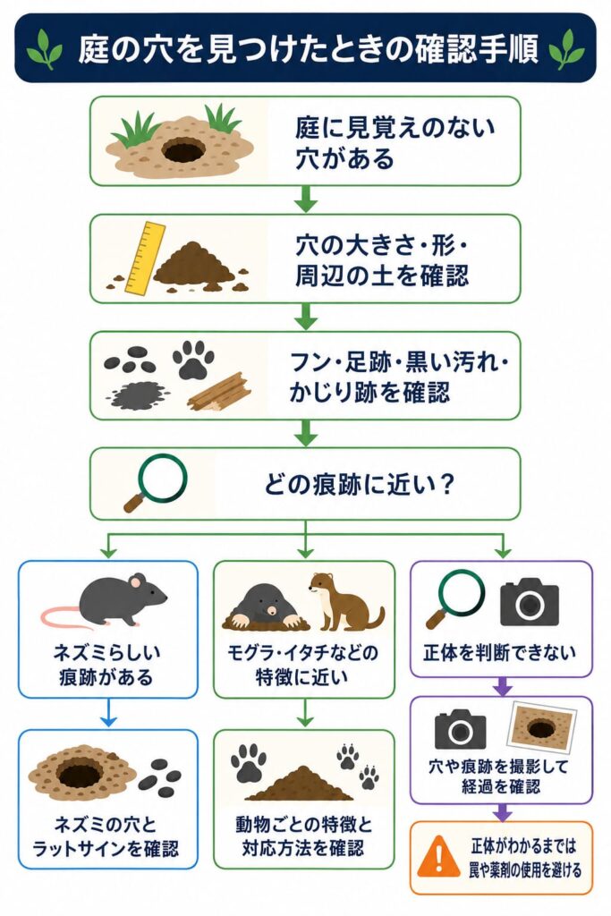庭の穴を見つけたときの確認手順