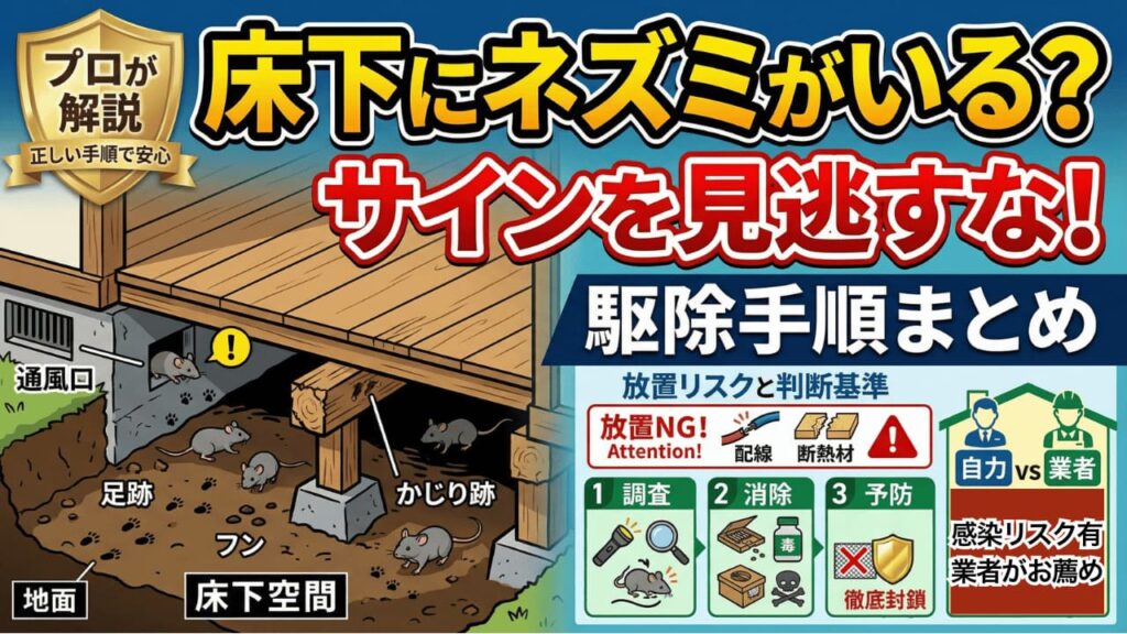 床下にネズミがいるサインと駆除手順｜放置リスクと業者依頼の判断基準