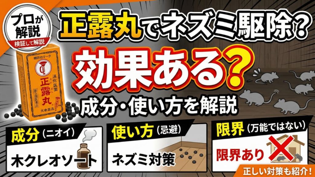 ネズミ駆除に正露丸は効果ある？成分・使い方・限界をプロが解説