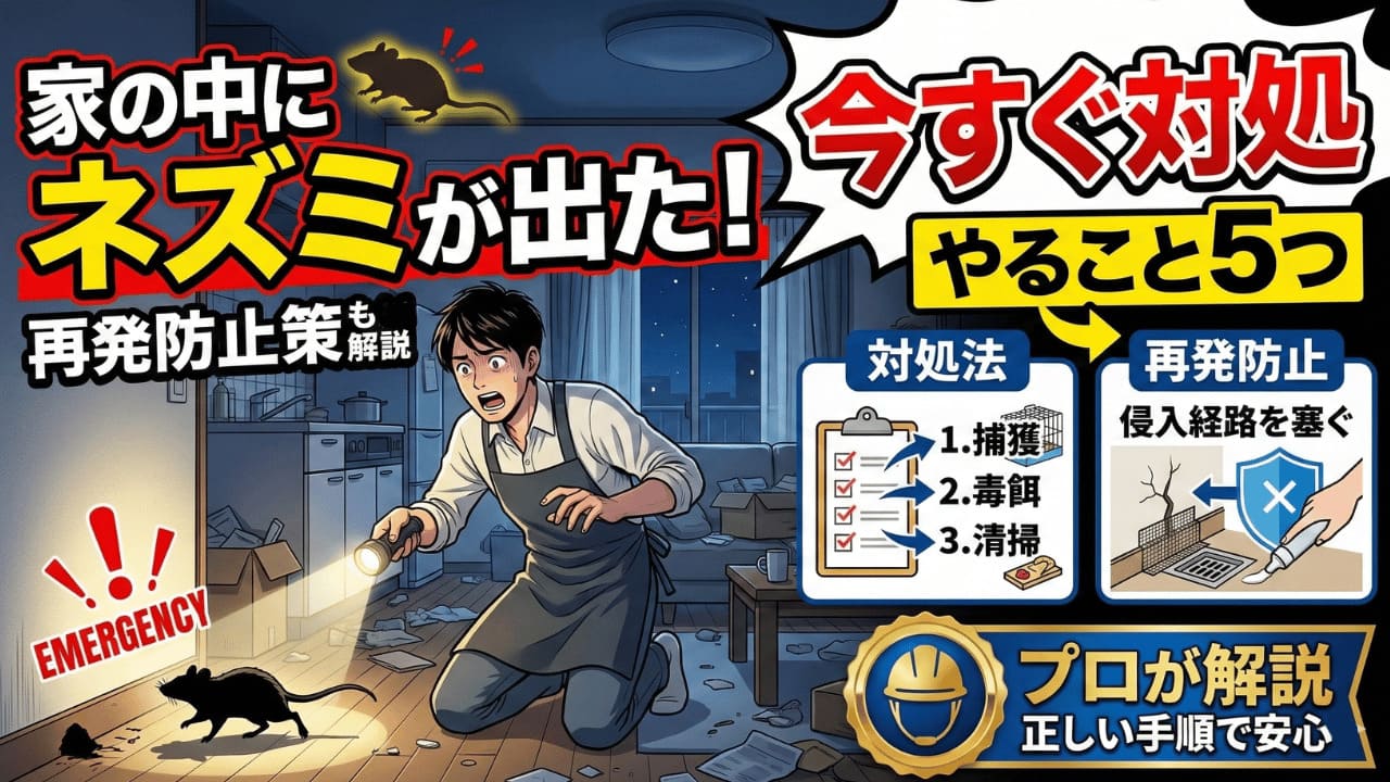 家の中にネズミが出たときの対処法と再発防止策をプロが解説