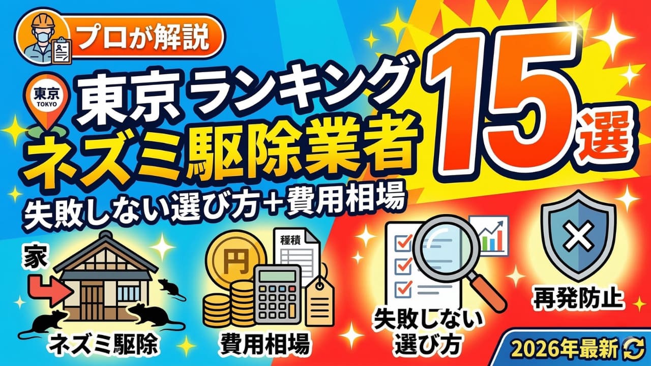 東京のネズミ駆除業者ランキング15選【2026年最新】失敗しない選び方と費用相場を解説
