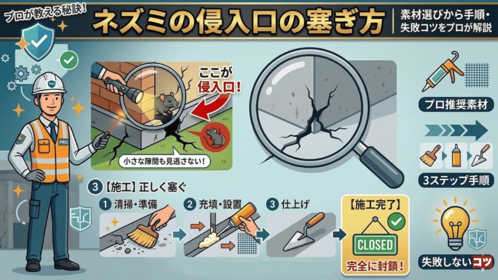 ネズミの侵入口の塞ぎ方｜素材選びから手順・失敗しないコツをプロが解説