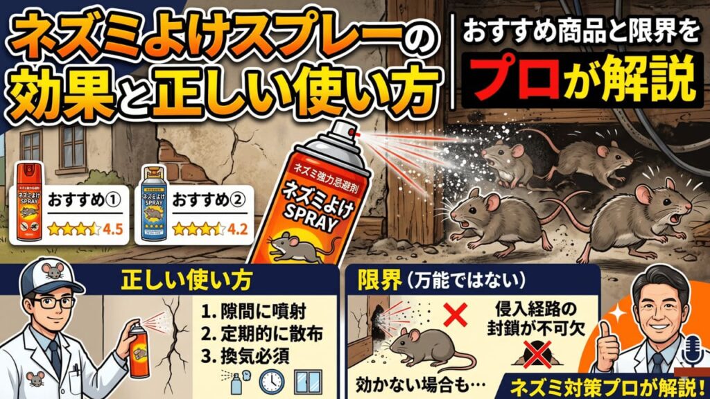 ネズミよけスプレーの効果と正しい使い方｜おすすめ商品と限界をプロが解説