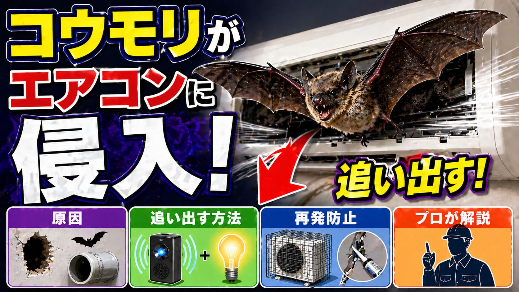 コウモリがエアコンに侵入！原因・追い出す方法・再発防止までプロが解説