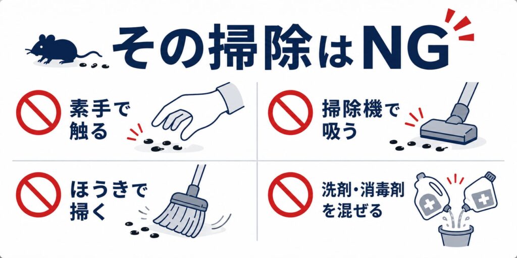 ねずみのふんを見つけた直後に避けたい行動