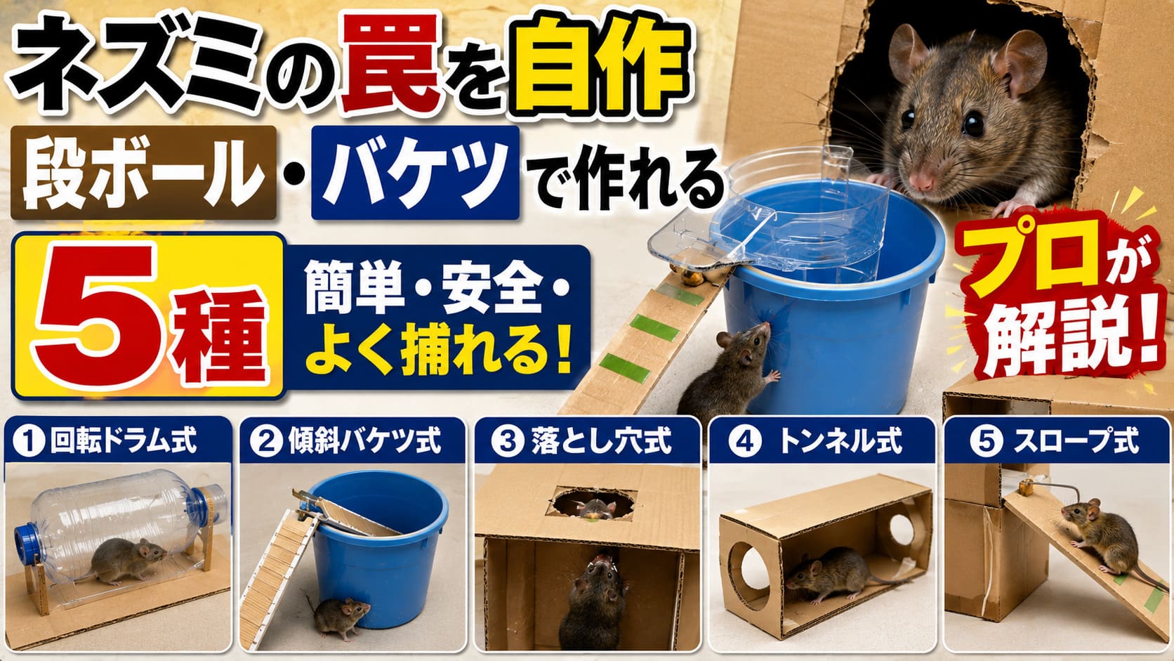 ネズミの罠を自作｜段ボール・バケツで作れる5種をプロが解説