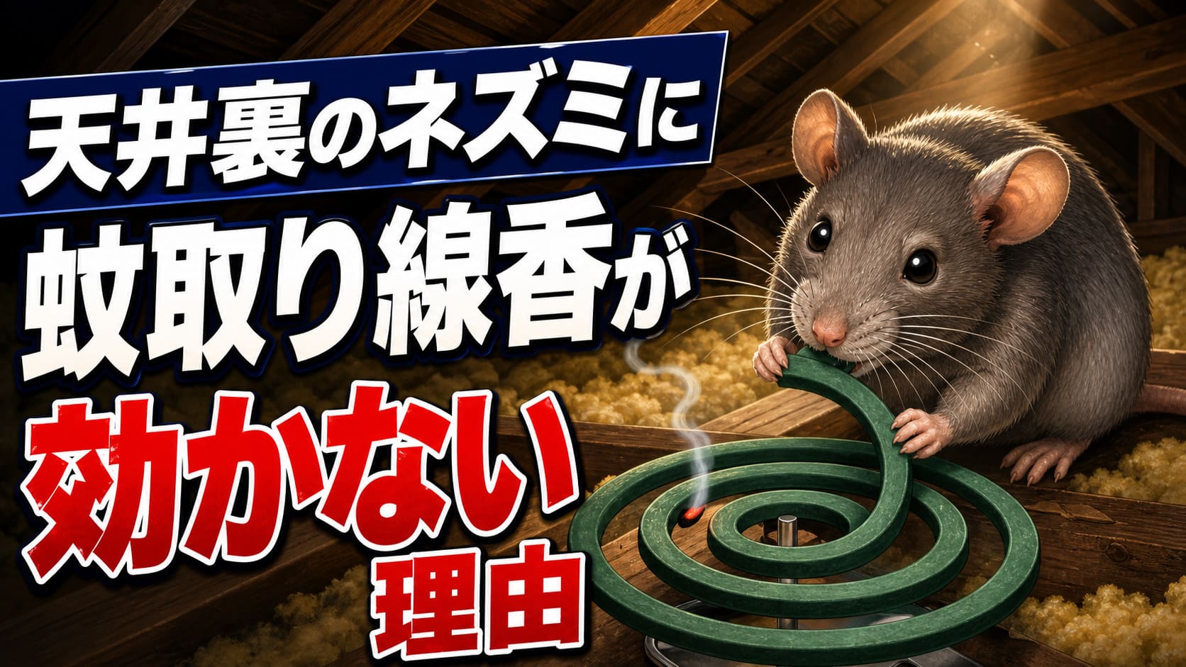 天井裏のネズミに蚊取り線香が効かない理由と効く対策の比較