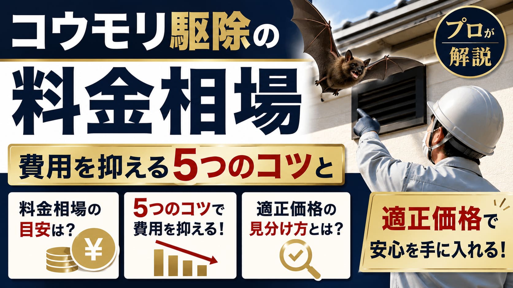 コウモリ駆除の料金相場｜費用を抑える5つのコツと適正価格の見分け方をプロが解説