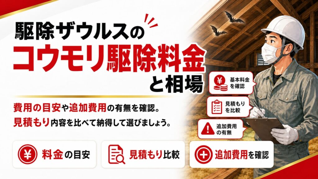 駆除ザウルスのコウモリ駆除料金と相場