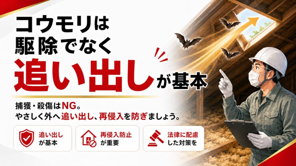 コウモリは駆除でなく追い出しが基本