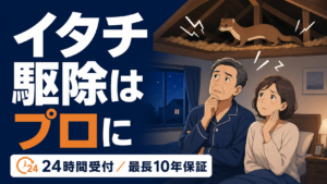 イタチ駆除はプロに任せて再発を防ぐことを伝えるアイキャッチ画像