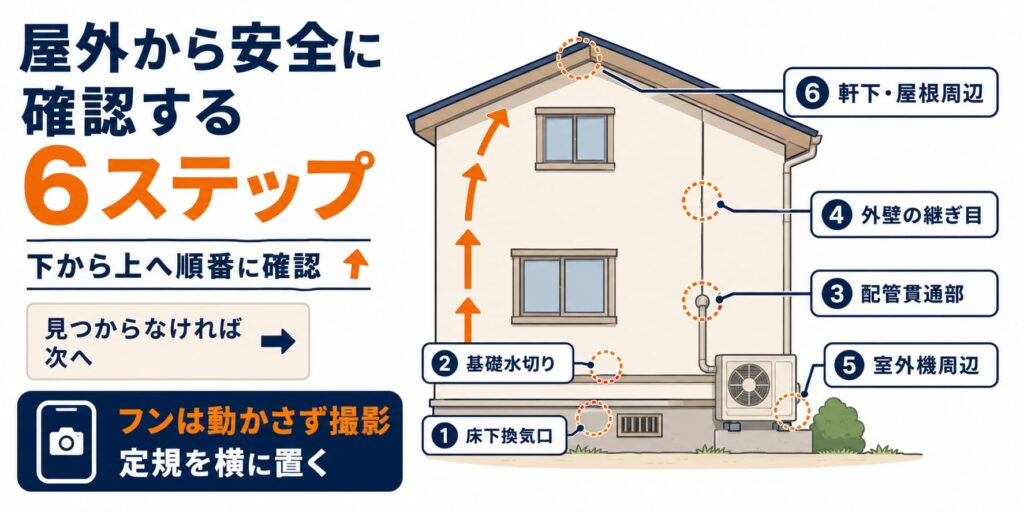 屋外から安全に確認する6ステップ