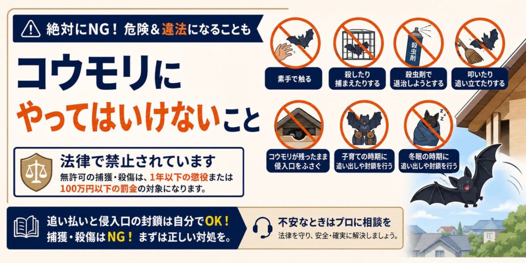 コウモリにやってはいけないこと