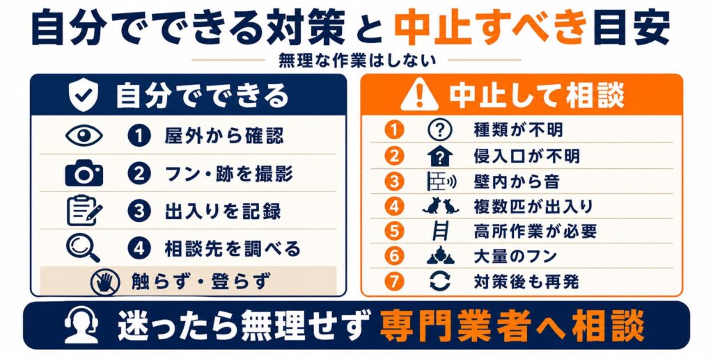自分でできる対策・避けるべき対策の比較