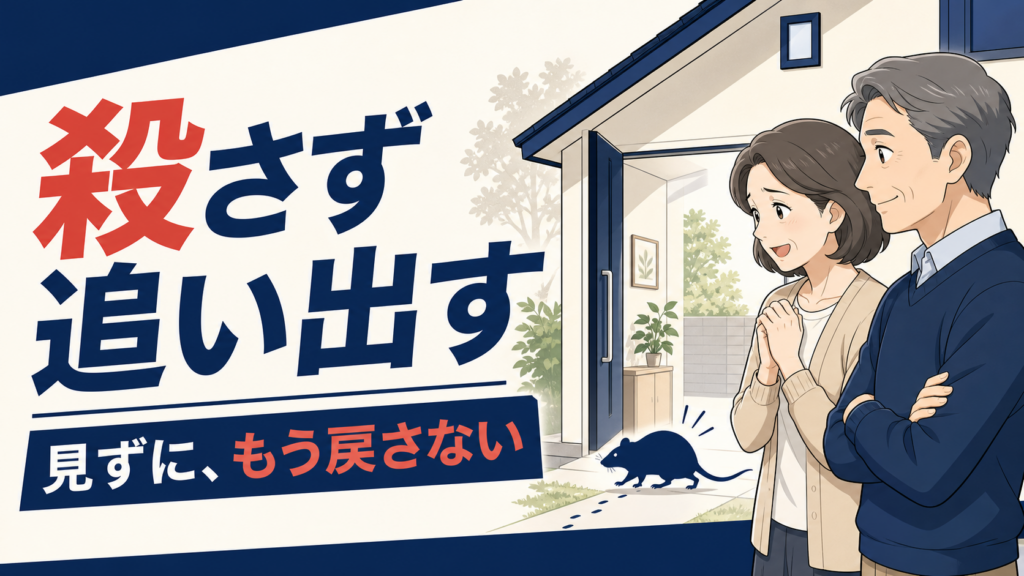 ネズミを殺さず見ずに家から追い出す方法を伝えるアイキャッチ