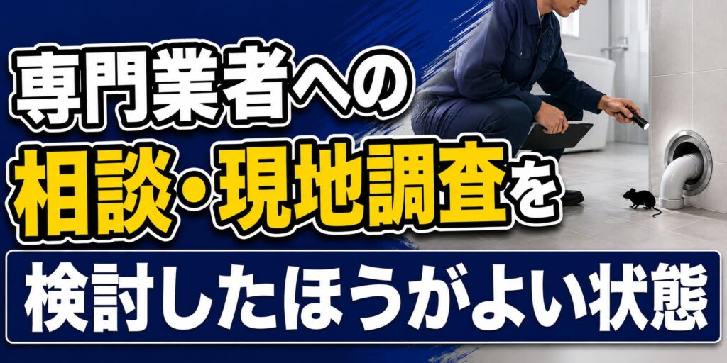 専門業者への相談・現地調査を検討したほうがよい状態