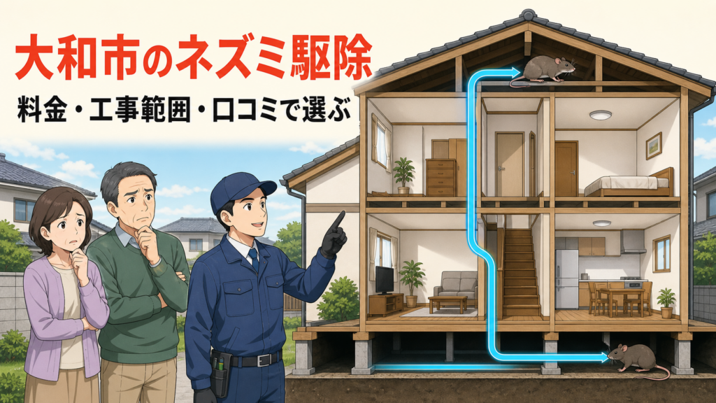 大和市のネズミ駆除業者の選び方を料金・工事範囲・口コミで比べるアイキャッチ画像